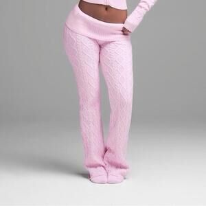 NWT Skims Snow Bunny Knit Fold Over Pants In Baby Pink Size Large Sold Out Rare
